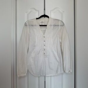 H&M - Office Wear White Button-Down Women's Long Sleeve Blouse Top in Size 8